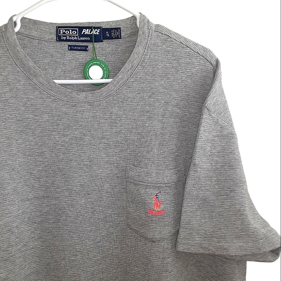 Palace x Polo RL "Logo Pocket grey waffle tee" - Picture 10 of 12